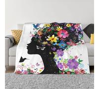 Mexpekil Couverture en flanelle douce et chaude pour fille, motif papillon et fleur, couverture décorative pour lit, canapé, voyage, 100 x 125 cm