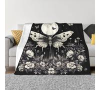Mexpekil Couverture en polaire douce et chaude avec motif tête de mort et papillon - Couverture décorative pour lit, canapé, canapé, voyage, 125 x 150 cm