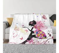 Mexpekil Couverture en polaire douce et chaude pour fille, motif floral, papillon, couverture décorative pour lit, canapé, voyage, 150 x 200 cm