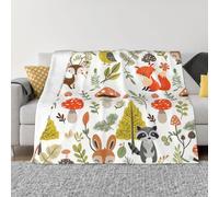 Mexpekil Couverture en polaire douce et chaude pour lit, canapé, canapé, voyage, motif animaux mignons, champignons, baies, 125 x 150 cm