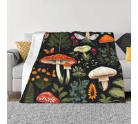 Mexpekil Couverture polaire douce et chaude en flanelle, motif champignons tropicaux et feuilles de papillon, couverture décorative pour lit, canapé, voyage, 100 x 125 cm