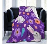 Mexpekil Couverture polaire en flanelle douce et confortable pour canapé, lit, camping, voyage, 150 x 125 cm, violet