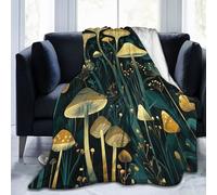Mexpekil Couverture polaire en flanelle douce et confortable pour canapé, lit, camping, voyage, motif champignons phosphorescents, 150 x 125 cm