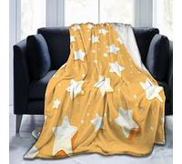Mexpekil Couverture polaire en flanelle douce et confortable pour canapé, lit, camping, voyage, motif étoiles blanches, 125 x 100 cm