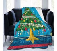 Mexpekil Couverture polaire en flanelle douce et confortable pour canapé, lit, camping, voyage, motif sapin de Noël, 150 x 125 cm