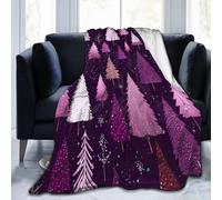 Mexpekil Couverture polaire en flanelle douce et confortable pour canapé, lit, camping, voyage, motif sapin de Noël, violet foncé, 125 x 100 cm