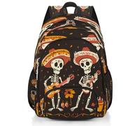 Mexpekil Day Of The Dead Sugar Skull Play Guitar Sac à dos d'école Grand sac d'école pour filles, garçons, enfants, sac à dos imperméable pour ordinateur portable pour femme et homme Sac à dos léger