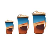 Mexpekil Desert Lot de 3 manchons réutilisables pour café glacé avec poignée, ajustement universel pour gobelets et verres de 473 à 946 ml, porte-gobelet isotherme en néoprène pour boissons froides et