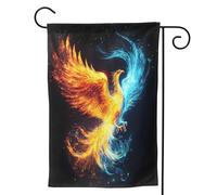 Mexpekil Drapeau abstrait de jardin phénix d'eau de feu 71,1 x 101,6 cm double face, drapeau de bienvenue décoratif d'extérieur pour terrasse, cour, pelouse