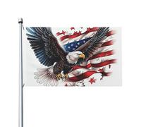 Mexpekil Drapeau américain Flying Eagle - 1,5 x 0,9 m - Avec œillets - Double face - Pour festival - Bannière décorative pour la coupe du monde de football, la rue, les fêtes, les vacances, la maison