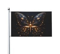 Mexpekil Drapeau animal papillon noir 1,5 x 0,9 m avec œillets double face pour festival - Bannière décorative d'extérieur pour coupe du monde de football, rue, fête, vacances, maison