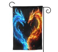 Mexpekil Drapeau de jardin abstrait rouge orange dragon de feu 71,1 x 101,6 cm double face, drapeau de bienvenue décoratif d'extérieur pour terrasse, cour, pelouse