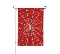 Mexpekil Drapeau de jardin en toile d'araignée rouge - 31,8 x 45,7 cm - Double face - Résistant aux intempéries - Pour vacances, terrasse, balcon, pelouse