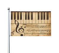 Mexpekil Drapeau double face pour extérieur, note de musique vintage, jardin, terrasse, bannière d'extérieur avec œillets métalliques, drapeau de maison pour cour, pelouse, terrasse, décoration