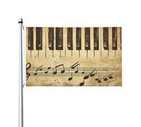 Mexpekil Drapeau double face pour extérieur, notes de musique vintage, touches de piano, jardin, terrasse, bannière d'extérieur avec œillets métalliques, drapeau de maison pour cour, pelouse, terrasse