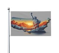 Mexpekil Drapeau double face pour extérieur Statue de la Liberté Carte Amérique Jardin Patio Bannière avec œillets métalliques Drapeau de maison pour cour, pelouse, patio, décoration d'intérieur