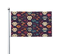 Mexpekil Drapeau double face pour fleurs extérieures, motif tête de mort en sucre, bannière d'extérieur avec œillets métalliques, drapeau de maison pour cour, pelouse, terrasse, décoration d'intérieur