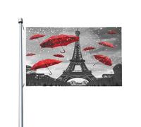 Mexpekil Drapeau double face pour l'extérieur de la tour Eiffel de Paris - Drapeau rouge de 0,9 x 1,5 m - Bannière d'extérieur avec œillets métalliques - Drapeau de maison pour cour, pelouse, terrasse