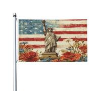 Mexpekil Drapeau double face pour l'extérieur de l'Amérique - 0,9 x 1,5 m - Statue de la Liberté - Bannière d'extérieur avec œillets métalliques - Drapeau de maison pour cour, pelouse, terrasse