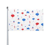 Mexpekil Drapeau double face pour l'extérieur du 4 juillet - 0,9 x 1,5 m - Étoiles rouges et bleues américaines - Bannière d'extérieur avec œillets métalliques - Drapeau de maison pour cour, pelouse