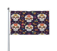 Mexpekil Drapeau double face pour l'extérieur Jour des morts Tête de mort Floral Jardin Patio Bannière avec œillets métalliques Drapeau de maison pour cour, pelouse, terrasse, décoration d'intérieur