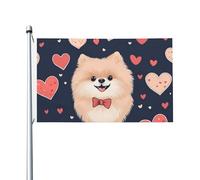 Mexpekil Drapeau mignon en forme de cœur de chien 1,5 x 0,9 m avec œillets double face pour festival - Bannière décorative pour la coupe du monde de football, rue, fête, vacances, maison