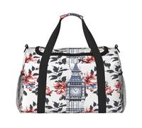 Mexpekil Duffle Bag London Big Ben Flower Sac de voyage pour homme et femme, multicolore, 19.7x10.2x13 in, Sac de voyage