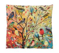 Mexpekil Écharpe carrée en soie colorée avec branches d'oiseaux pour femme, bandeau à cheveux, écharpes en satin, bandanas, foulard, cadeau pour femme