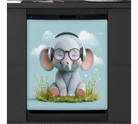 Mexpekil Elephant - Coque magnétique pour écouteurs et lave-vaisselle - 58,4 x 66 cm - Autocollant décoratif pour porte d'entrée - Panneau magnétique étanche
