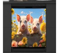 Mexpekil Farm Pig Housse magnétique pour lave-vaisselle Motif cochon tournesol 58,4 x 66 cm