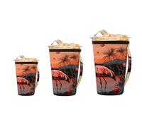 Mexpekil Flamingo Sunset Lot de 3 manchons réutilisables pour café glacé avec poignée, ajustement universel pour gobelets et verres de 473 à 946 ml, porte-gobelet isotherme en néoprène pour boissons