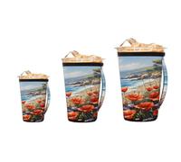 Mexpekil Floral Sea Lot de 3 manchons réutilisables pour café glacé avec poignée, ajustement universel pour gobelets et verres de 473 à 946 ml, porte-gobelet isotherme en néoprène pour boissons