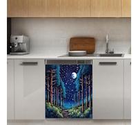 Mexpekil Forset Moon Night Galaxy - Aimant de lave-vaisselle - 53,3 x 66 cm - Autocollant décoratif pour porte d'entrée - Imperméable - Panneau magnétique