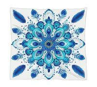 Mexpekil Foulard carré en soie bleu turquoise ethnique mandala foulard pour femme bandeau cheveux foulard foulard bandana foulard cadeau pour femme