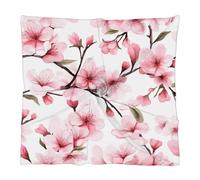 Mexpekil Foulard carré pour femme - Rose - Fleurs de cerisier japonaises - Châle en soie - Bandanas légers - Cadeaux pour femme - Pour mariage, été, plage