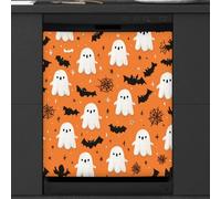 Mexpekil Ghosts Bats Spider Couvercle magnétique pour lave-vaisselle 58,4 x 66 cm Autocollant décoratif pour porte d'entrée étanche Panneau magnétique