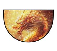 Mexpekil Gloden - Paillasson demi-lune pour intérieur et extérieur - Motif dragon - Antidérapant - Lavable - Absorbant - Attrape la saleté - Demi-rond - 61 x 91 cm