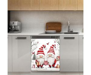 Mexpekil Gnomes de Noël - Aimant de lave-vaisselle - 53,3 x 66 cm - Autocollant décoratif pour porte d'entrée - Imperméable - Panneau magnétique