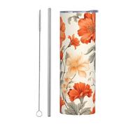 Mexpekil Gobelet isotherme de 591 ml avec paille et couvercle en acier inoxydable - Tasse à café glacé - Tasse à café glacé - Tasse de voyage étanche - Bouteille d'eau thermique - Cadeau pour homme et