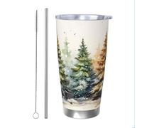 Mexpekil Gobelet isotherme de 591 ml avec paille et couvercle en acier inoxydable - Tasse à café glacé - Tasse de voyage étanche pour l'hiver - Bouteille d'eau thermique - Cadeau pour homme et femme