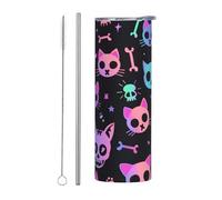 Mexpekil Gobelet isotherme de 591 ml avec paille et couvercle en acier inoxydable - Tasse à café glacé - Tasse de voyage étanche - Bouteille d'eau thermique - Cadeau pour homme et femme