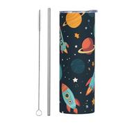 Mexpekil Gobelet isotherme de 591 ml avec paille et couvercle en acier inoxydable - Tasse à café glacé étanche - Tasse de voyage isotherme pour homme et femme