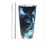 Mexpekil Gobelet isotherme de 591 ml avec paille et couvercle en acier inoxydable - Tasse à café glacé - Tasse à café glacé - Tasse de voyage étanche - Bouteille d'eau thermique - Cadeau pour homme et