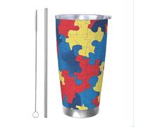 Mexpekil Gobelet isotherme de 591 ml avec paille et couvercle en acier inoxydable - Tasse à café glacé étanche - Tasse de voyage isotherme - Cadeau pour homme et femme