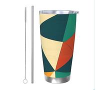 Mexpekil Gobelet isotherme de 591 ml avec paille et couvercle en acier inoxydable - Tasse à café glacé - Tasse à café glacé géométrique coloré - Tasse de voyage étanche - Bouteille d'eau thermique