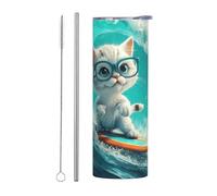 Mexpekil Gobelet isotherme de 591 ml avec paille et couvercle en acier inoxydable - Tasse à café glacé - Tasse à café glacé blanc - Tasse de voyage étanche - Bouteille d'eau thermique - Cadeau pour