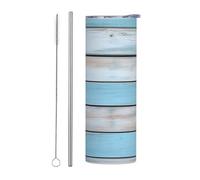 Mexpekil Gobelet isotherme de 591 ml avec paille et couvercle en acier inoxydable - Tasse à café glacé bleu vintage - Tasse de voyage étanche - Bouteille d'eau thermique - Cadeau pour homme et femme