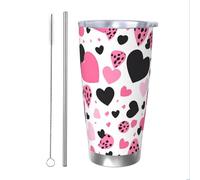 Mexpekil Gobelet isotherme de 591 ml avec paille et couvercle en acier inoxydable - Tasse à café glacé - Tasse à café glacé - Tasse de voyage étanche - Bouteille d'eau thermique - Cadeau pour homme et