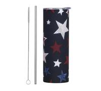 Mexpekil Gobelet isotherme de 591 ml avec paille et couvercle en acier inoxydable - Tasse à café glacé étanche - Tasse de voyage isotherme - Cadeau pour homme et femme