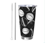 Mexpekil Gobelet isotherme de 591 ml avec paille et couvercle en acier inoxydable - Tasse à café glacé noir et blanc - Tasse de voyage étanche - Bouteille d'eau thermique - Cadeau pour homme et femme